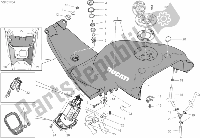 Todas as partes de Tanque do Ducati Superbike Panigale V4 S Thailand 1100 2019